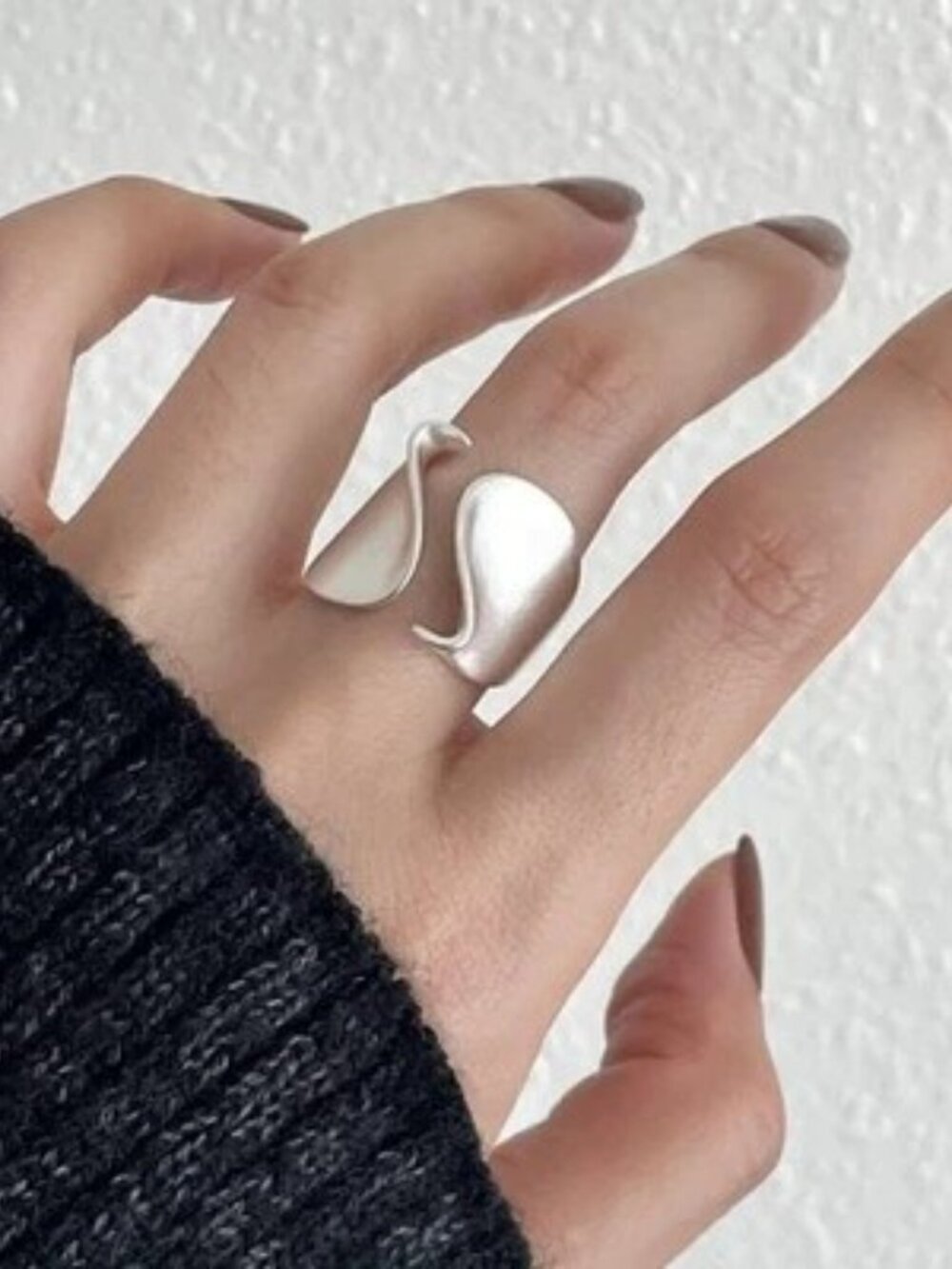 Sterling Silver Open Ring for Women Minimalist Adjustable - Picture 2 of 3